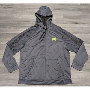 Vintage Y2K Tapout Men's Gray Full Zip 100% Polyester Hoodie Jacket Size 2XL